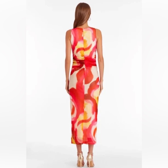 Amanda Uprichard Floral Midi Dress - Red and Orange - Picture 3 of 10